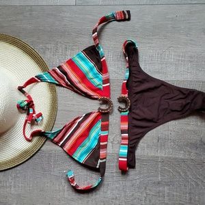 3 piece Bebe swimwear thong bikini.  Size medium